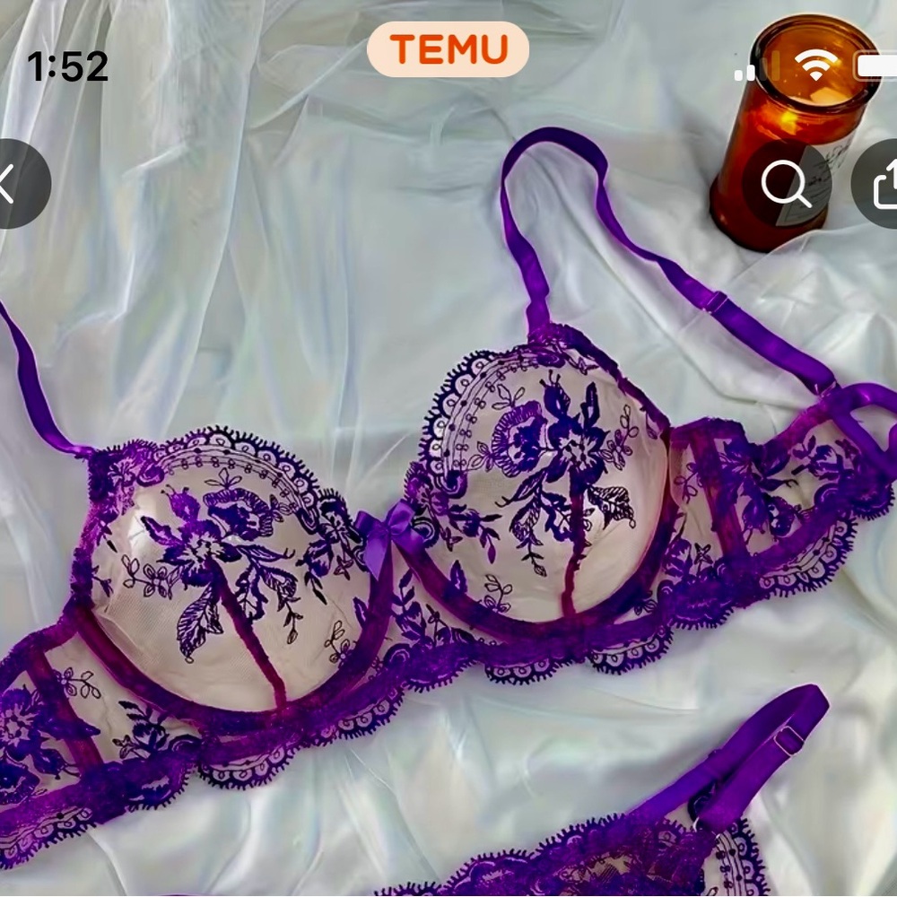 Elegant Purple Lace Bra